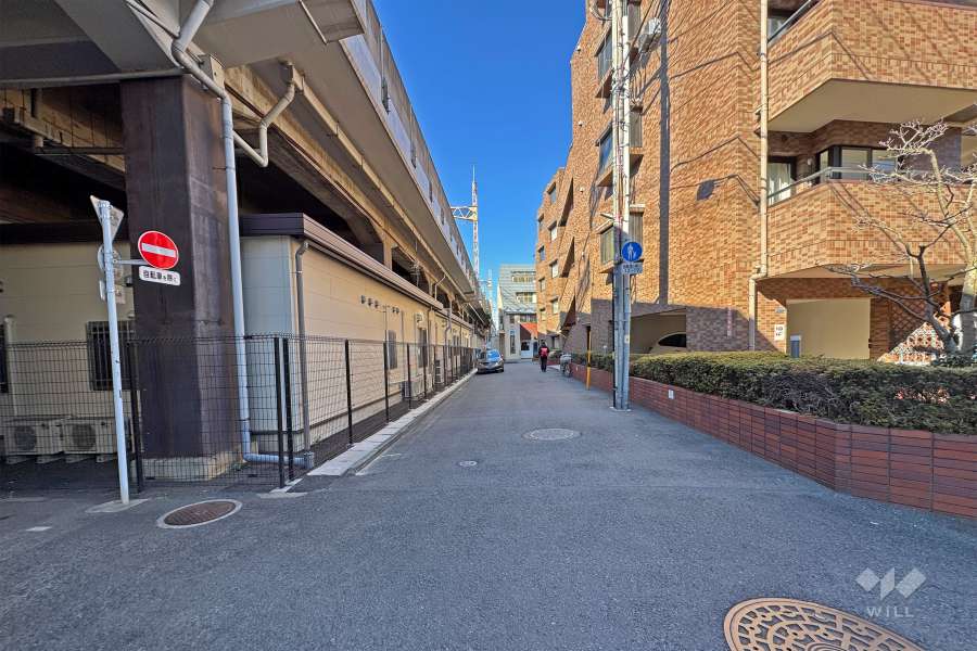 敷地の南側前面道路（東側から）