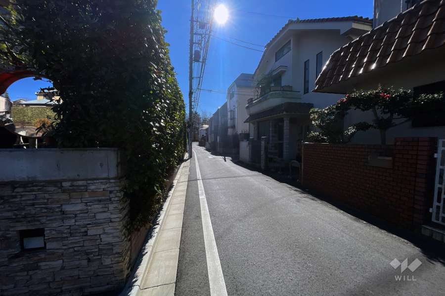 敷地の南側前面道路（西側から）