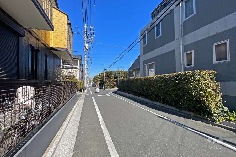 敷地の西側前面道路（南側から）