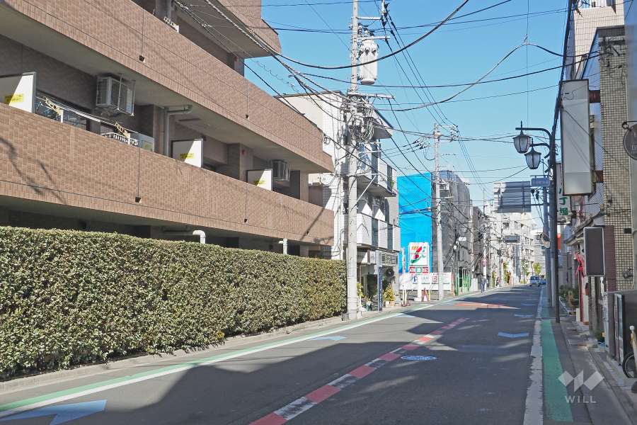 敷地北東側の前面道路は日大二高通りです（南東側から）。