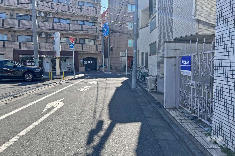 敷地東側の前面道路（北側から）