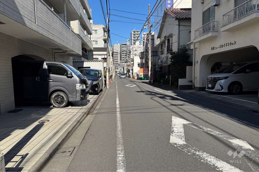 敷地の西側前面道路（南側から）
