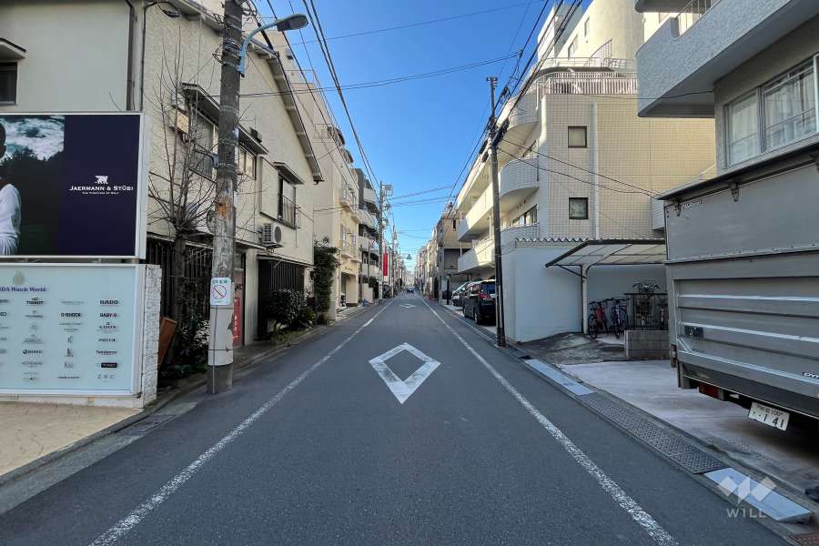 敷地の東側前面道路（北側から）