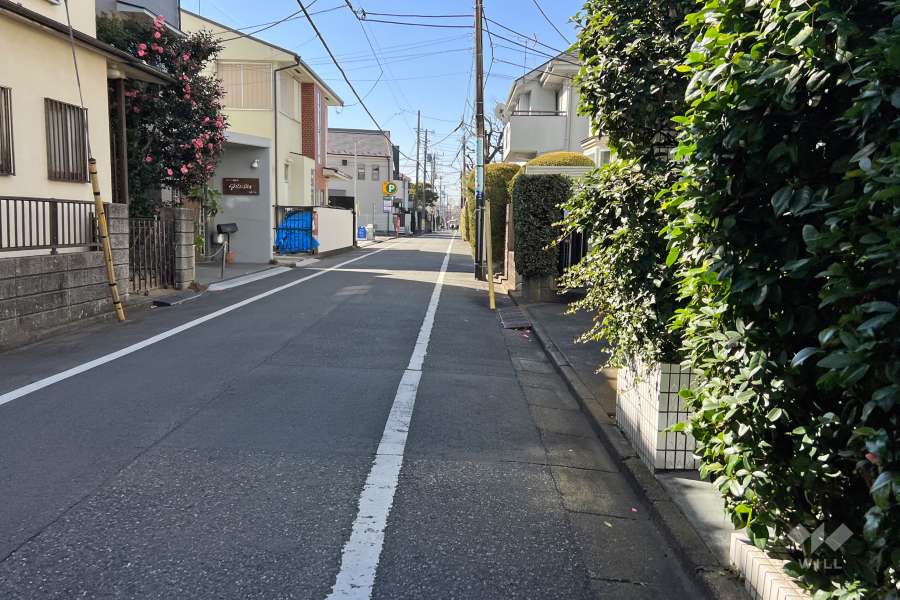敷地の南西側前面道路（南東側から）