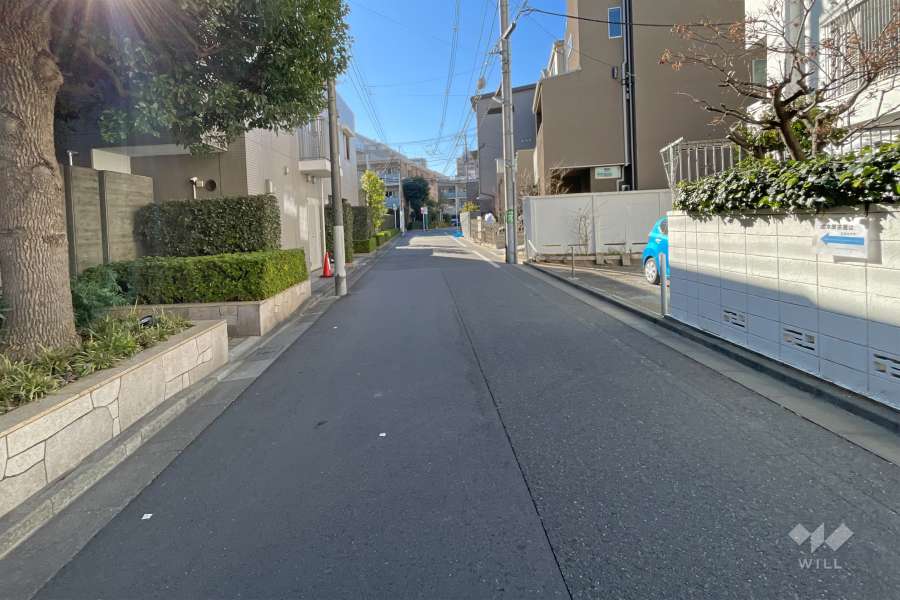 敷地の北側前面道路（西側から）