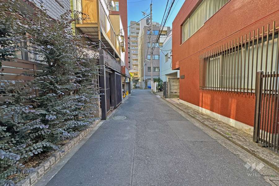 敷地の北側前面道路（西側から）