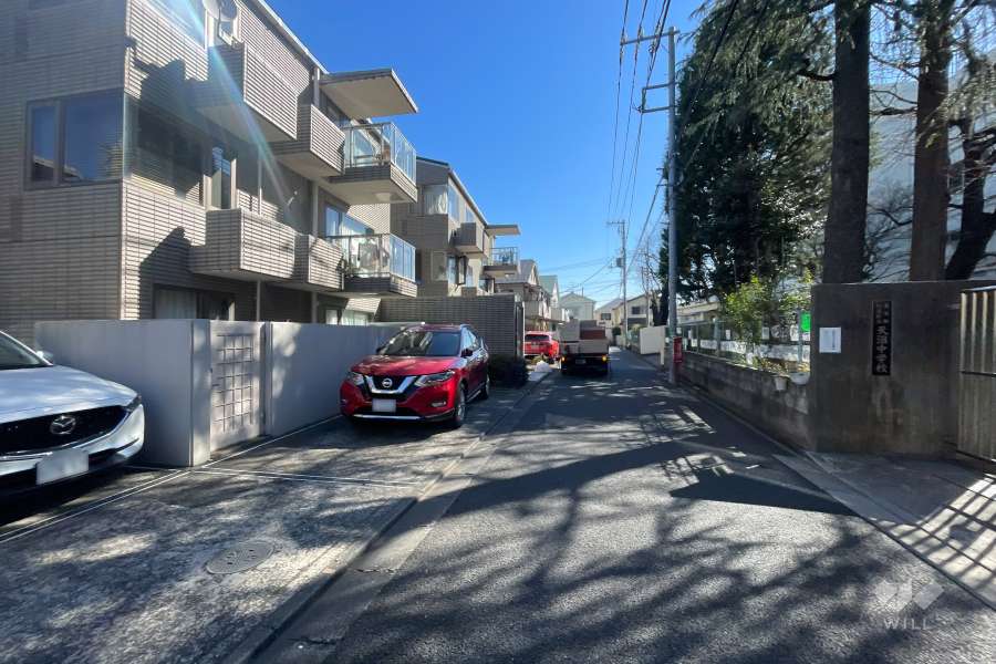 敷地の南側前面道路（西側から）