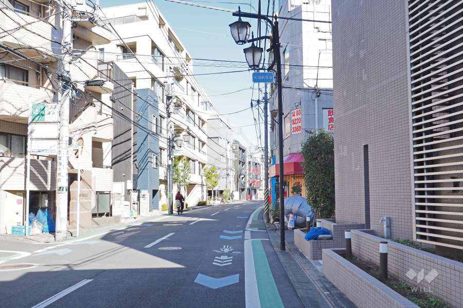 敷地北西側の前面道路（南西側から）