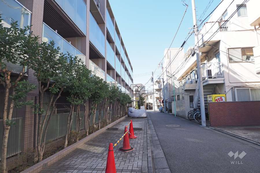 敷地北東側の前面道路（南東側から）