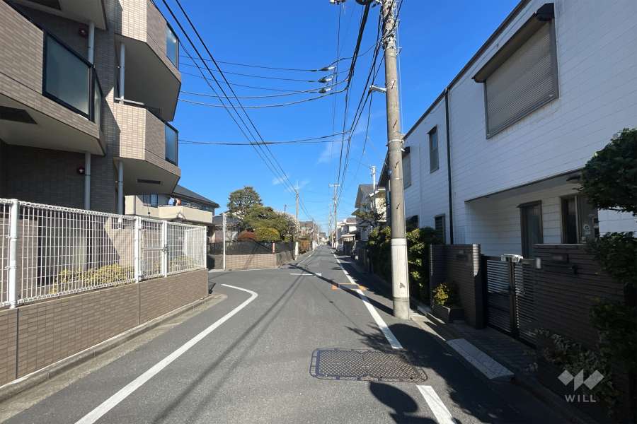 敷地の南東側前面道路（南西側から）