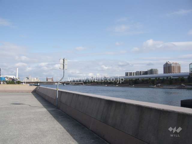 敷地の南側はきれいな遊歩道になっています。