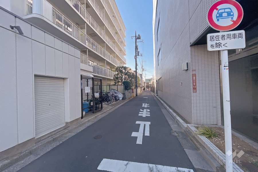 敷地西側の前面道路（北側から）