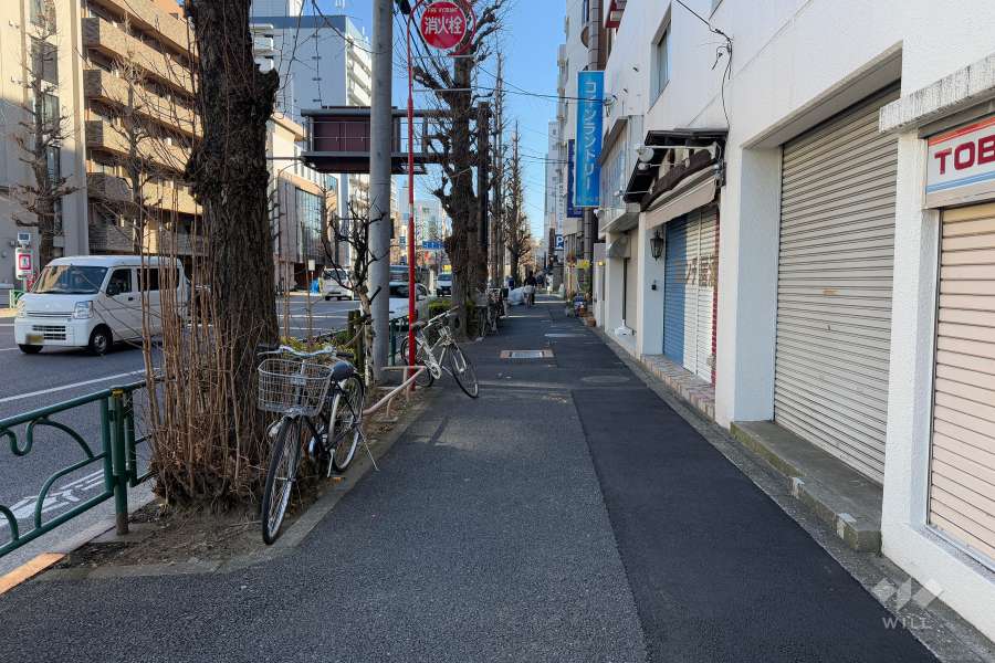 敷地の北側前面道路（西側から）