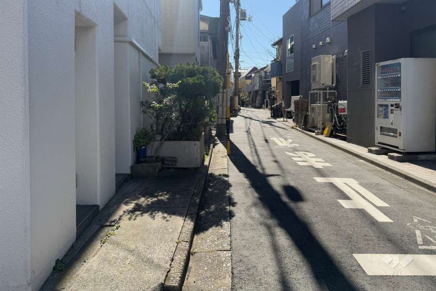 敷地の西側前面道路（北側から）