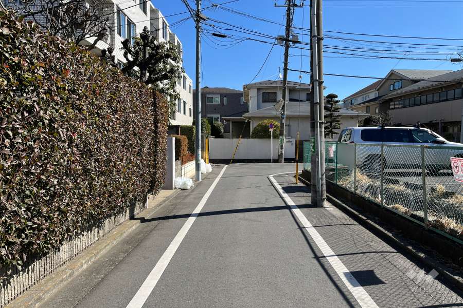 敷地の南側前面道路（西側から）