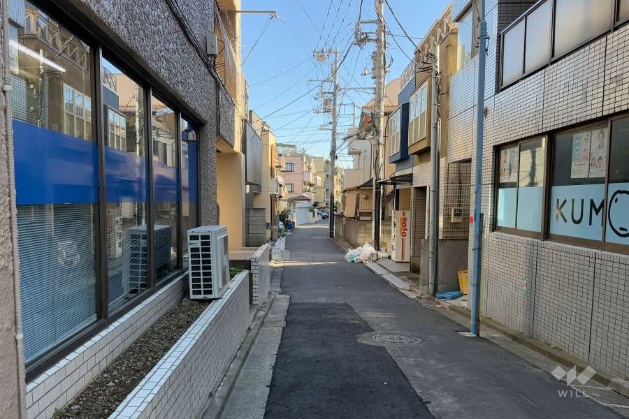 敷地の南側前面道路（西側から）
