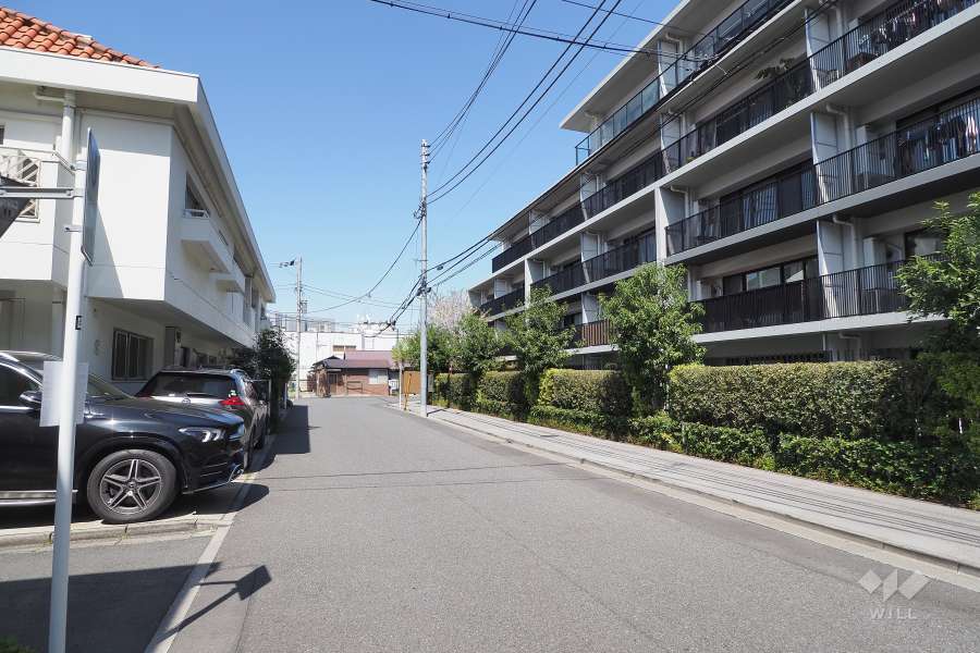 敷地西側の前面道路