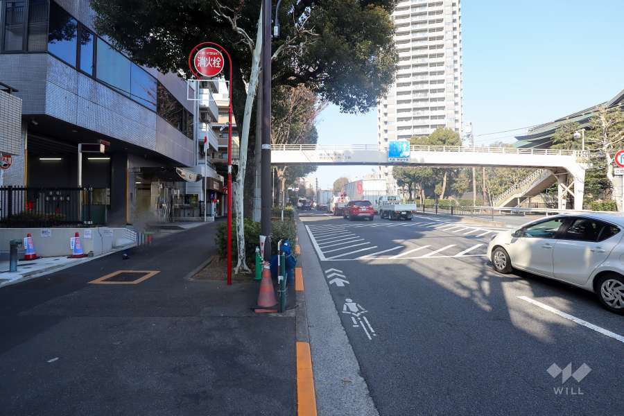 敷地北東側の前面道路（南東側から）