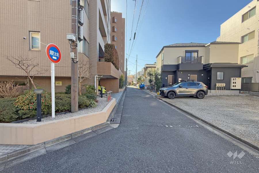 敷地の西側前面道路（北側から）