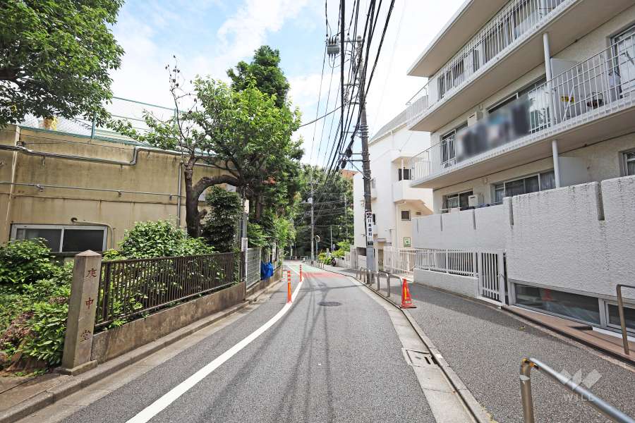 敷地東側の前面道路（北側から）