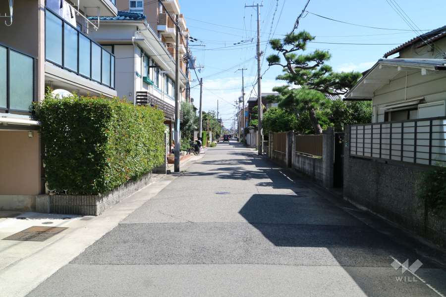 敷地南側の前面道路（西側から）