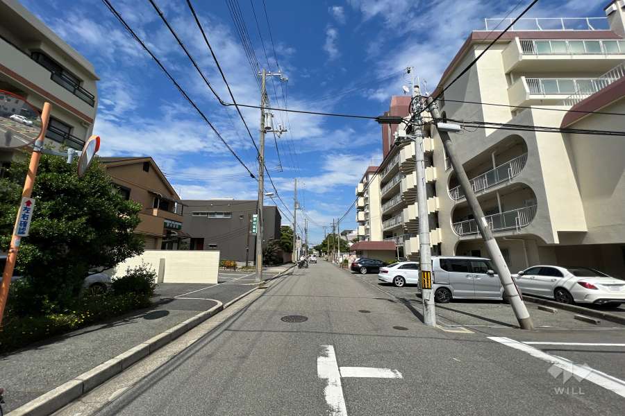 敷地北側の前面道路（西側から）