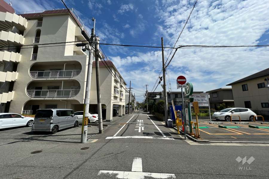 敷地西側の前面道路（北側から）