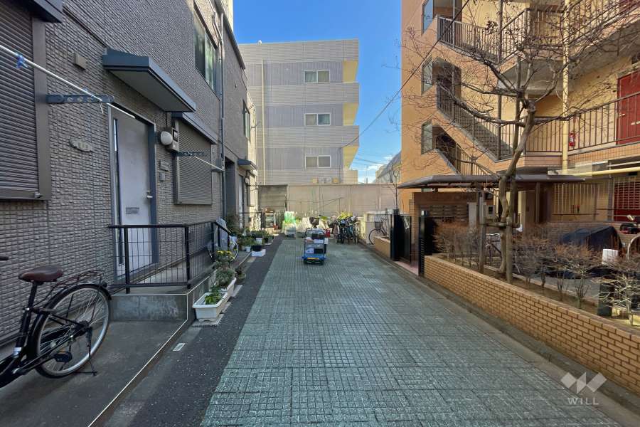 敷地北側の前面道路（西側から）