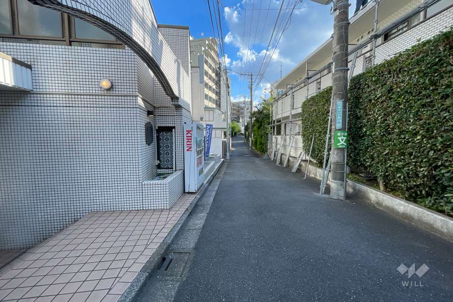 敷地西側の前面道路（北側から）