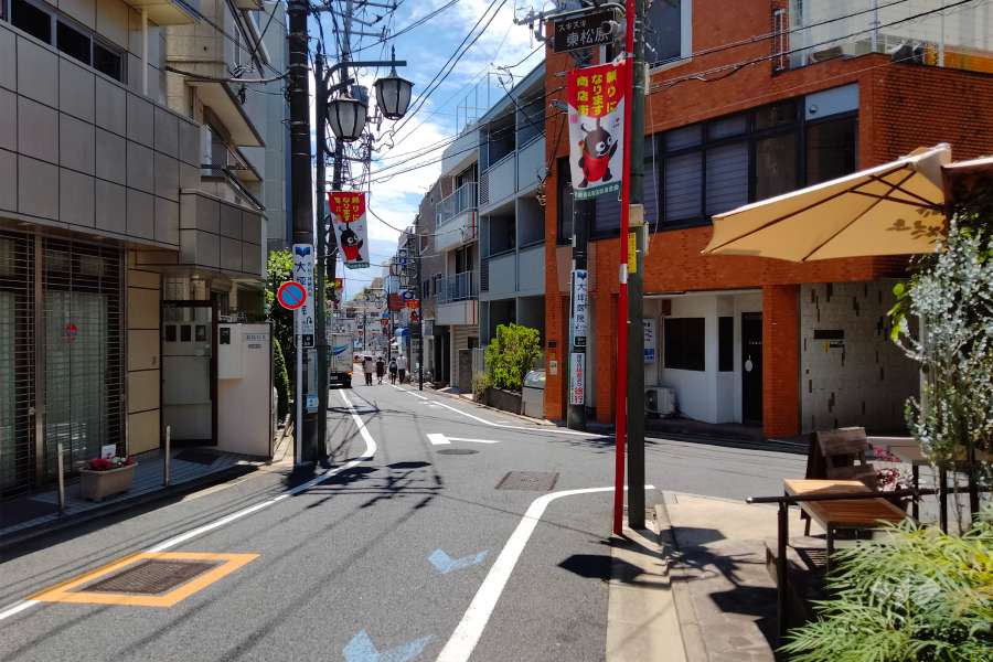 敷地の南東側前面道路（北東側から）