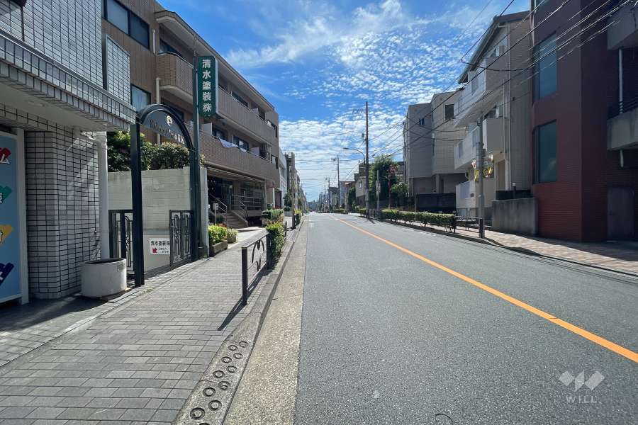 敷地西側の前面道路（北側から）