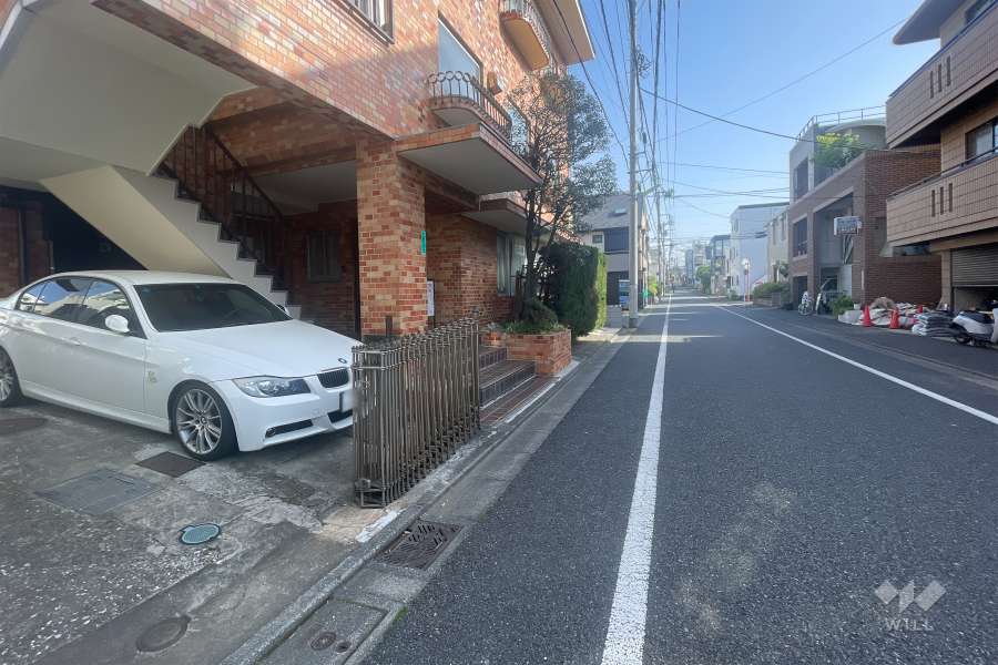 敷地西側の前面道路（北側から）