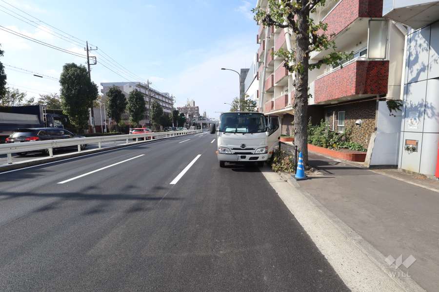 敷地南側の前面道路（西側から）