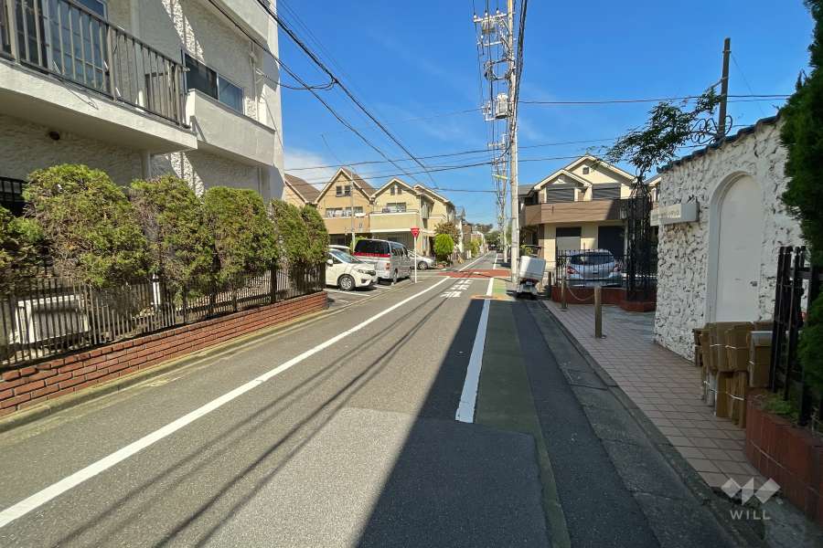 敷地西側の前面道路（南側から）