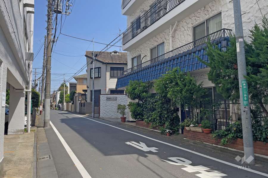 敷地西側の前面道路（南側から）