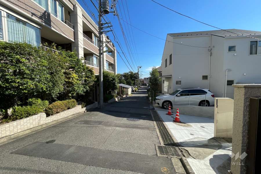 敷地の西側前面道路（北側から）