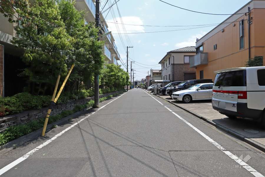 敷地南西側の前面道路（北西側から）