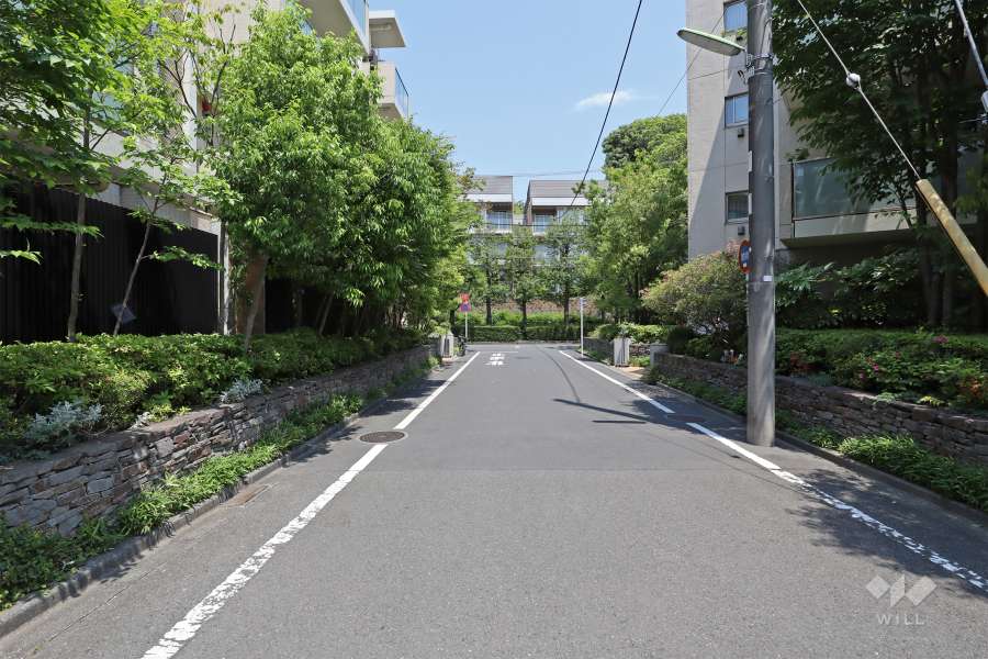 敷地北西側の前面道路（南西側から）