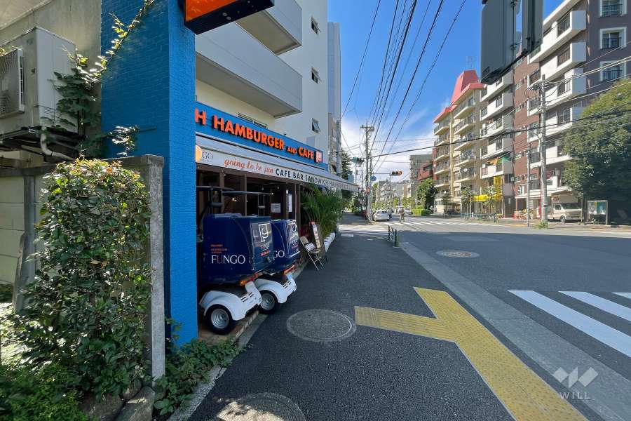 敷地東側の前面道路（南側から）