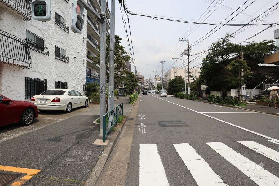 敷地北側の前面道路（南側から）