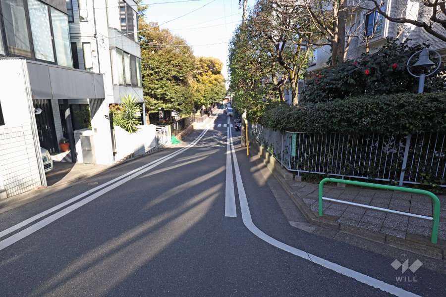 敷地北西側の前面道路(南西側から)