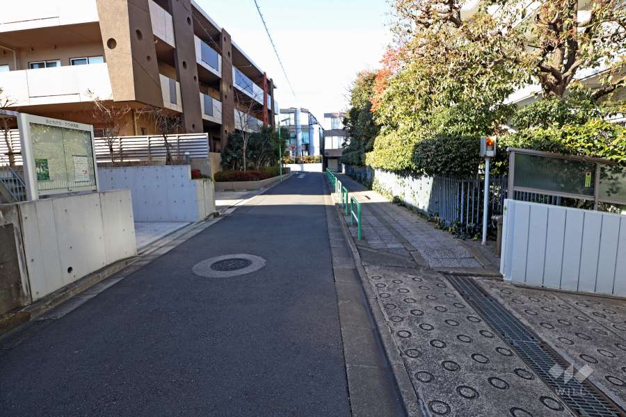 敷地南西側の前面道路(南東側から)