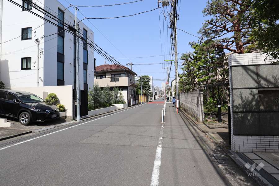 敷地南西側の前面道路（南東側から）