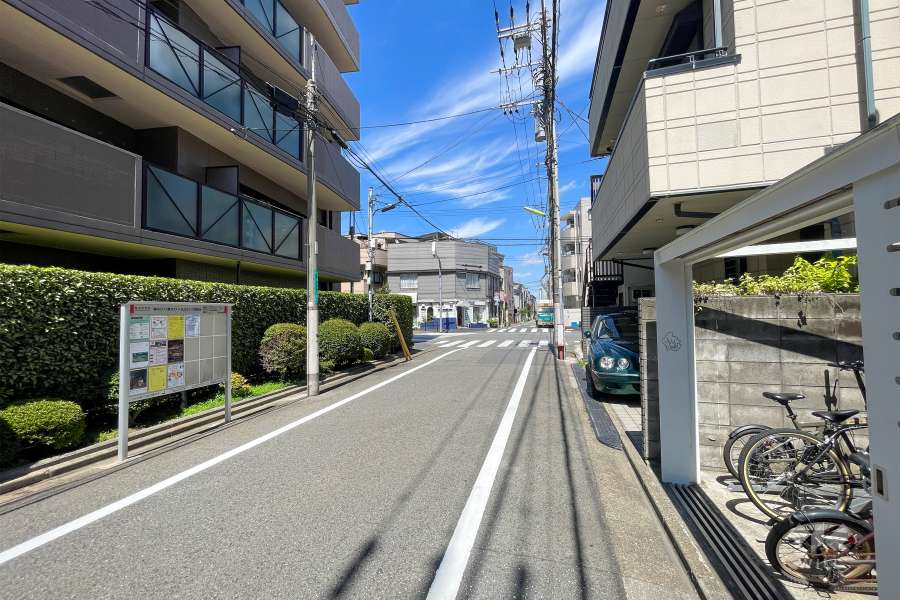 敷地南側の前面道路（西側から）