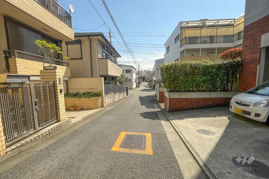 敷地北東側の前面道路（北西側から）