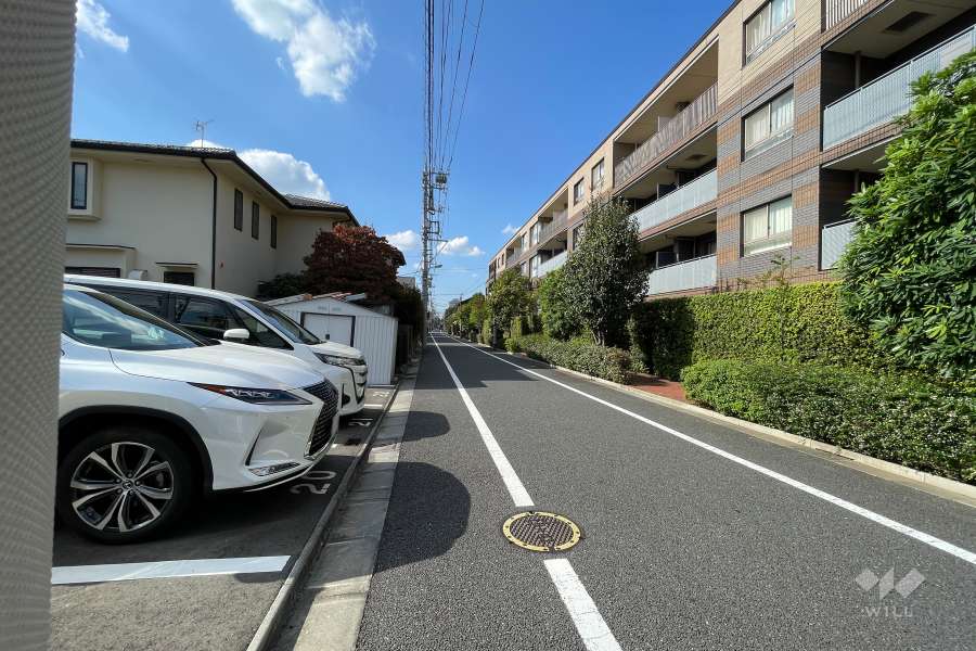 敷地の南西側前面道路（南東側から）