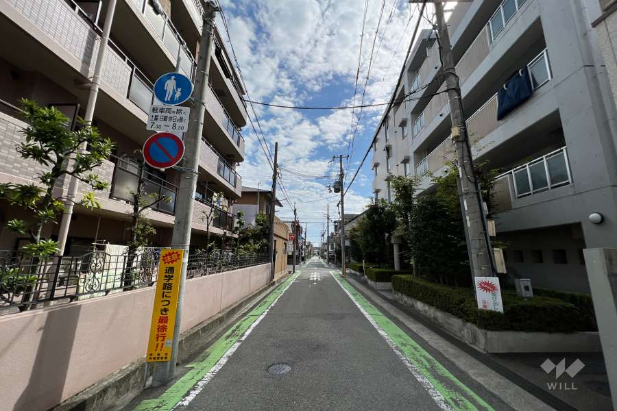 敷地東側の前面道路（北側から）