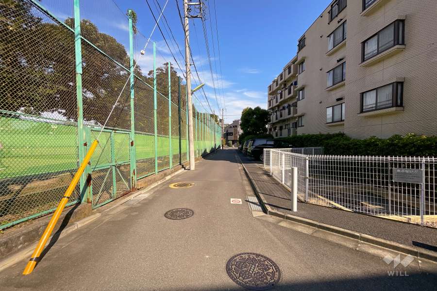 敷地西側の前面道路（南側から）
