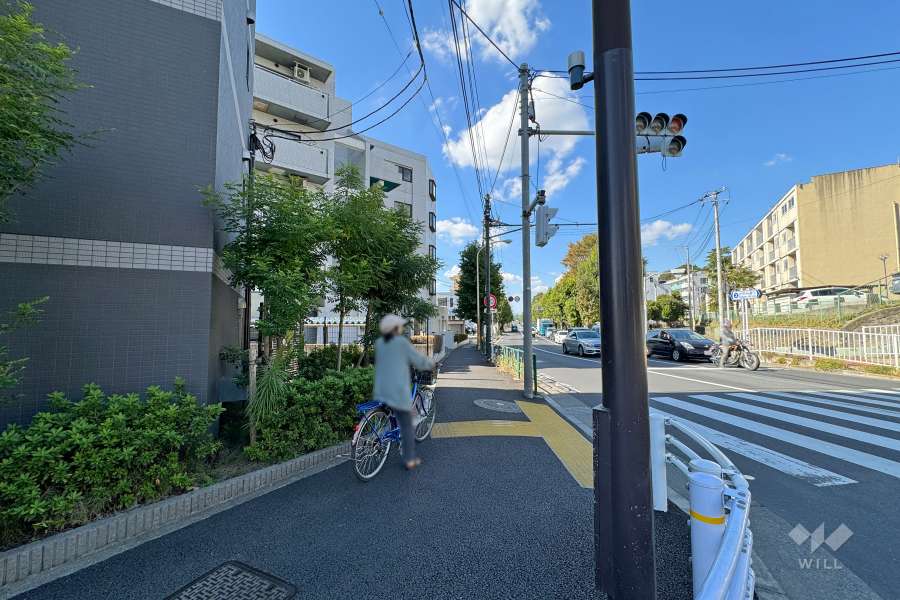 敷地北東側の前面道路（南東側から）