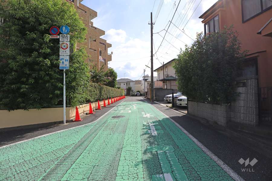 敷地西側の前面道路（北側から）